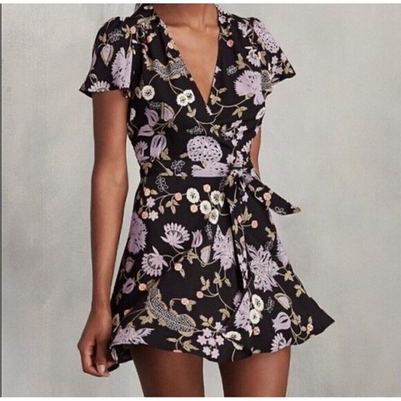 Reformation Dresses & Skirts - Reformation Penny black floral wrap dress